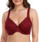 Ayigedu Women's Underwire Bra Non-Padded Floral Lace Plus Size Full Coverage Minimizer 36-C Wine Red