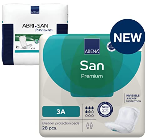 Abena San Premium inkontinensdynor för män och kvinnor, andas och bekväma, snabb absorption, diskreta och effektiva formade inkontinensdynor för män/kvinnor – premium 3A, 650 ml absorptionsförmåga, 28