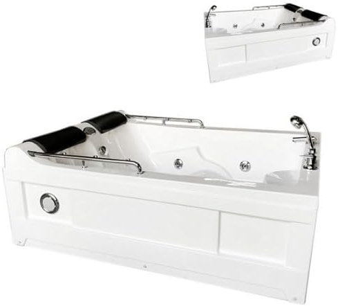 Bagno Italia Bañera de hidromasaje 175 x 132 cm 14 chorros para dos personas disponible en versión derecha o izquierda