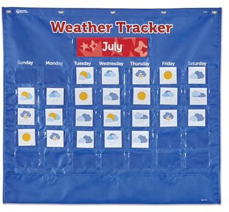 Learning Resources Weather Tracker Pocket Chart, Ages 5+, Learn About Weather, Classroom Essentials for Teachers, Classroom Resources