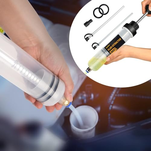 Guidre Oljespruta 200 ml olja sug spruta - överföringspump, bromsvätskespruta med rör förlängning-dräneringsspruta handpump