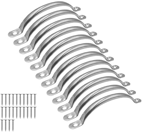 ONEBO 12 piezas tiradores de acero inoxidable,Tiradores Armario Acero Inoxidable,Tiradores Cajones Cocina,Se suministra con tornillos,para Cocina,Armario,Cajon,Baño,Dormitorio(Plateado)