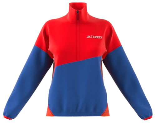 adidas Women's Terrex Multi CLIMAWARM Fleece Anorak, pure ruby/semi cobalt blue/semi impact orange, M