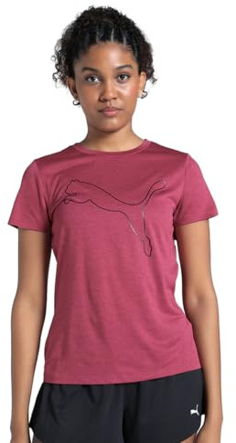 PUMA Unisex W TAD Essential Heather Logo Tee T-Shirts, Port Heather,