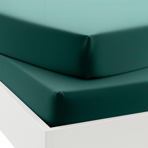 2 Pack Anti-Allergy Anti-Bacterial Brushed Microfibre Fitted Bed Sheet - 28cm Depth, Easy Care, Fade Resistant (Emerald Green, Double)
