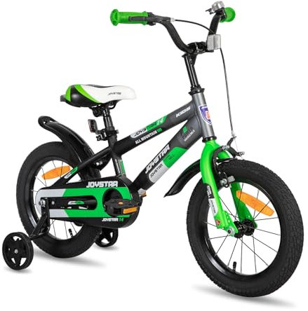 JOYSTAR Berry 14 Zoll Kinderfahrrad für 3-5 jährige Jungen & Mädchen, 14 Zoll Jungenfahrrad mit Stabilisatoren, grün