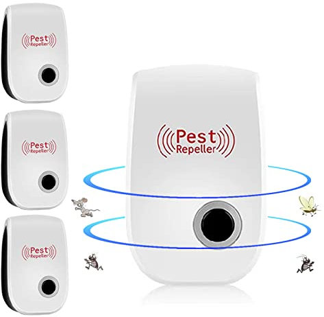 Ultrason Souris et Rats,Appareil Ultrason Souris,Répulsif à Ultrasons pour Souris Répulsif Intérieur Dispositif Anti Souris Insectes, Moustiques, Cafards, Rats, Araignées 4 Pack