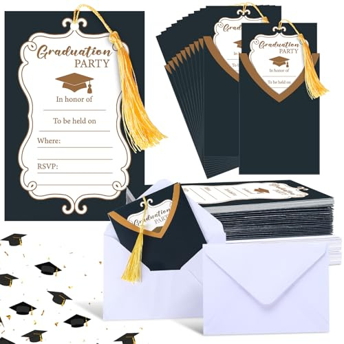 MotiMind 48 Set Graduation Party Invitations Cards with Envelopes Class of 2026 Graduation Invitations Cards with Tassel Congrats Announcements Invite for High School College Celebration Party