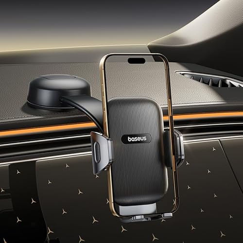 Baseus C03 Air Supporto Telefono Auto a Ventosa, Porta Cellulare Auto Universale per Cruscotto e Parabrezza, Doppia Rotazione a 360° per iPhone Samsung Tutti gli Smartphone
