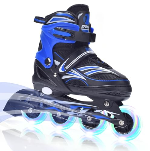ERNAN Inline Skates, Adjustable Light up Inline Skates, for Boys and Girls, Roller Skates for Youth, Beginner