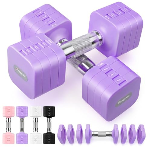 Fragraim 5 KG x 2 Mancuernas Regulables, Juego de Pesas Libres para Mujeres y Hombres Juegos de Pesas de Mano Juegos de Mancuernas Regulables para Gimnasio - Morado