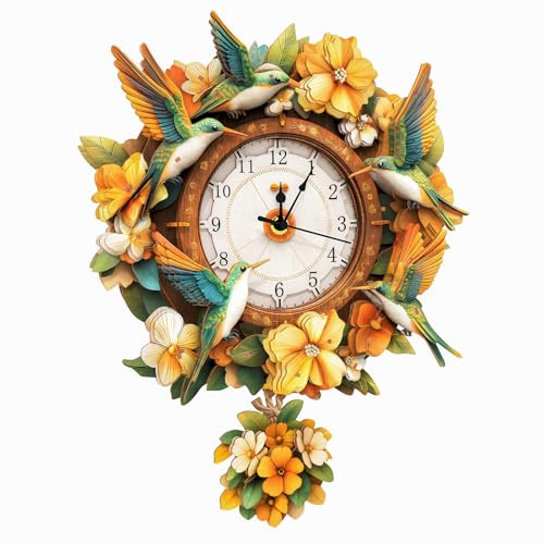 KaayeeWood 3D Puzzle en Bois Horloge Oiseau - Mouche，Kit de Modèle Maquette Adulte en Bois a Construire Idées Cadeaux pour fêtes ou Anniversaires，Décoration pour la Maison