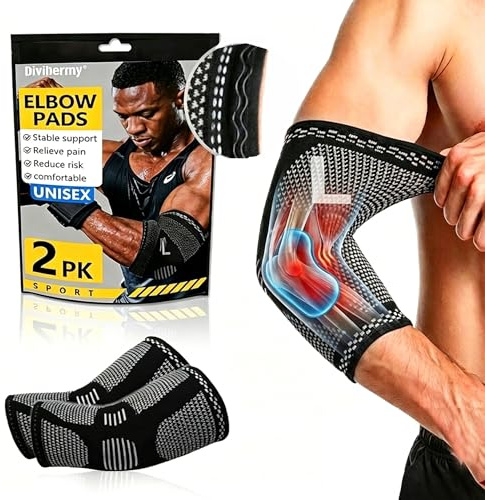 2pcs Coudière de Compression pour Homme et Femme - Manchon Coude pour Tendinite, Épicondylite et Tennis Elbow, Protection Coude Idéale pour Musculation, Golf et Sport, Soutien Coude Respirant, L