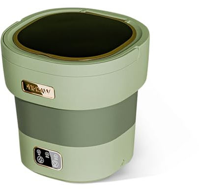 Mini lavatrice pieghevole da campeggio, 12 l, con asciugacapelli, portatile, biancheria intima, abbigliamento per bambini, calzini per appartamenti, dormitori, hotel – verde chiaro