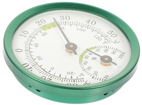 GANAZONO Medidor De Humedad y Termómetro Multifuncional Para Interior y Jardín 57mm Sin Batería Indicador Preciso Temperatura y Humedad Colgante Verde