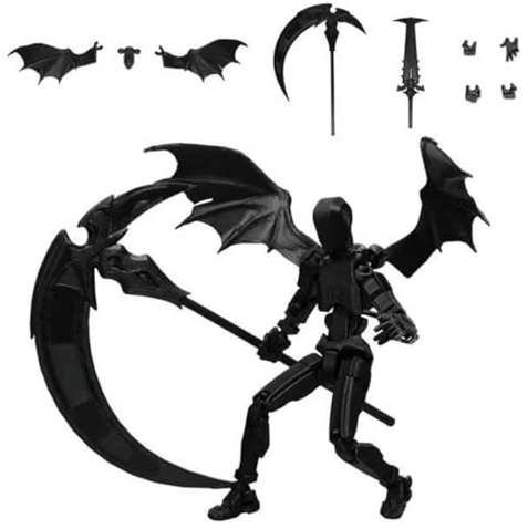 WANGHONGGOGO Figurine d'action T13，Figurine articulée，Décorations Mobiles multiarticulés imprimés en 3D adaptés à la décoration de Bureau des Amis et des Adultes ((Noir))