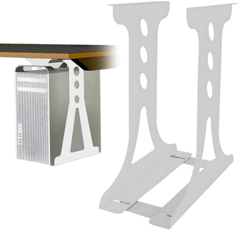 PC-hållare under skrivbord, PC-skrivbordshållare och vägghållare, upp till 35 kg torn, tung last, höjdjusterbart skrivbord, robust stålkonstruktion (vit)