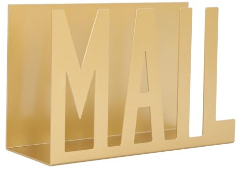 Portalettere Organizzatore di Posta, 15x5,5x9,5 cm/ 5,91x2,17x3,74 pollici Raccoglitore di Documenti da Bancone in Metallo Home Office Desktop Posta Porta Documenti per Fatture Lettere (Oro)