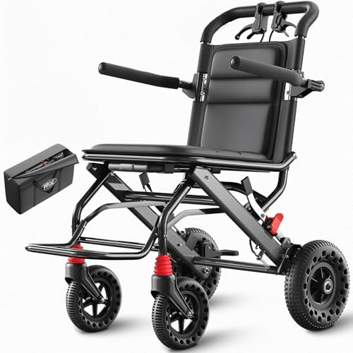 VOCIC U41 Silla de ruedas plegable ligera, 8,6 kg de aluminio, ultraligera, silla de ruedas de transporte portátil plegable con neumáticos de 20 cm, silla de ruedas estrecha para apartamentos, color
