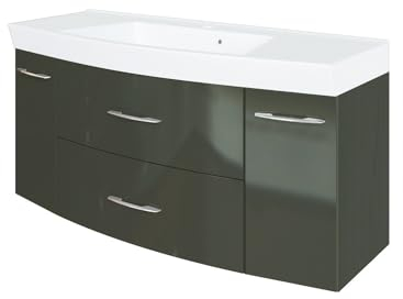 Küchenblock Turin 270 cm mit Elektrogeräte (Farbe: Front Glanz Creme/ Korpus nocefarben)