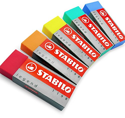 STABILO Legend Radierer aus Kunststoff, 5 Stück, einer von jeder Farbe