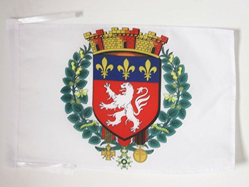 AZ FLAG - Drapeau Ville de Lyon - 45x30 cm - Pavillon Lyonnais 100% Polyester Avec Deux Cordelettes - 20g
