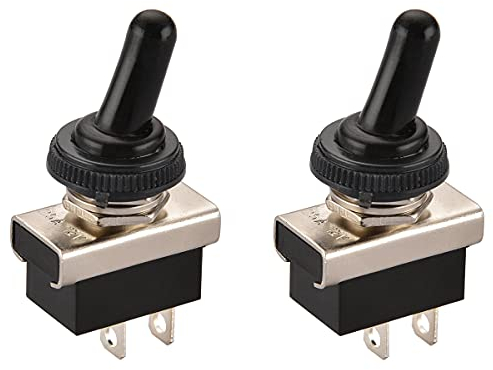 Heschen Metal Interrupteur À Bascule Flip 12V 25A SPST On/Off 2 Position 2 Broches Pour Voiture Dash Light Avec Capuchon Imperméable À L'eau (2)