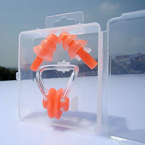 VOANZO 4 Piezas de Tapones para los oídos de natación de Silicona para niños, Tapones para los oídos y Juegos de Clips para la Nariz, Impermeables y cómodos para niños, niñas, niños, bebés