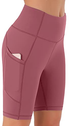 Persit Kurze Sporthose Damen, High Waist Radlerhose Sport Shorts Sommer Laufhose DustyRose XL