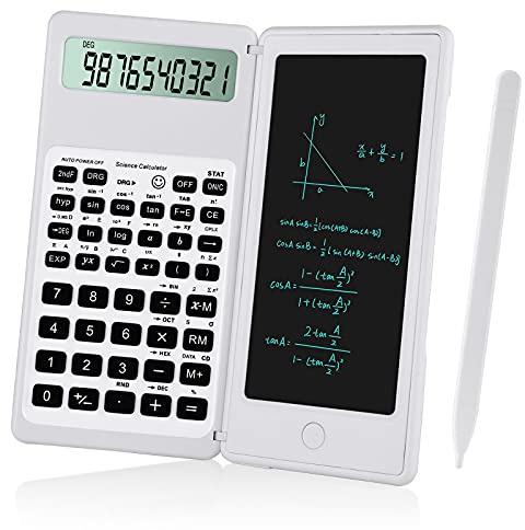 IPepul Scientific Calculators for Students, White Math Calculator with Notepad,10-Digit Large Screen, Classroom Must Haves for Middle High School Supplies & College (White)