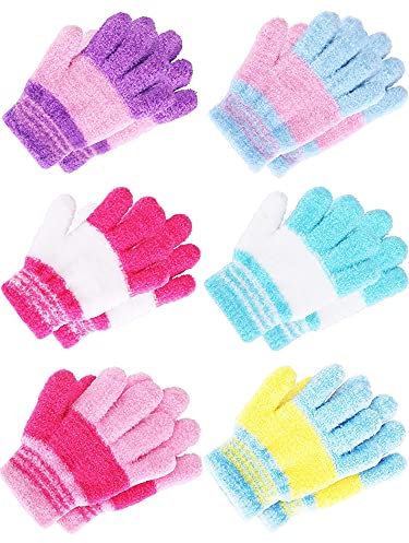 Geyoga 6 Paar Kinder Handschuhe Vollfinger Gestrickt Fäustlinge (Süße Farben, 0-3 Jahre)