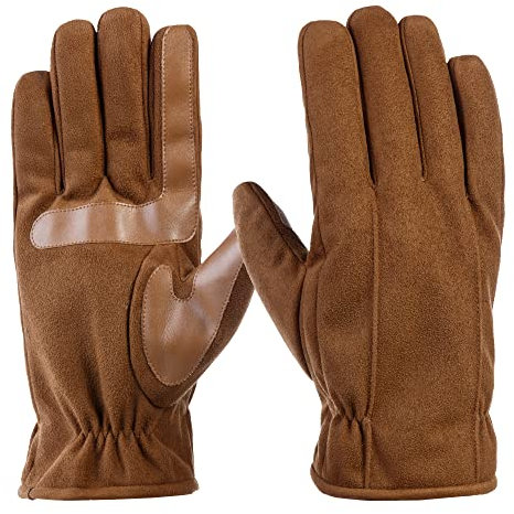 isotoner Herren kaltes Wetter, Microsuede Touchscreen Handschuhe, Cognac, Large