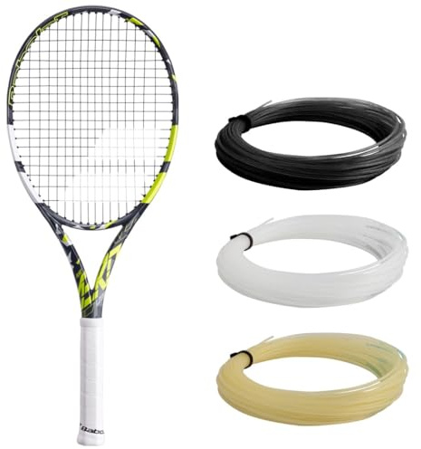 Babolat Pure Aero Lite Tennis Racquet (4 Grip) Strung with 16g White Syn Gut at Mid-Range Tension
