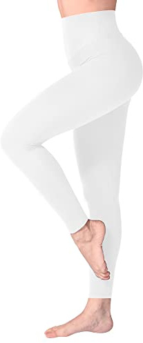 SINOPHANT Leggings Damen High Waist - Blickdicht Leggins mit Bauchkontrolle für Sport Yoga Gym(1 Weiß,XXL)