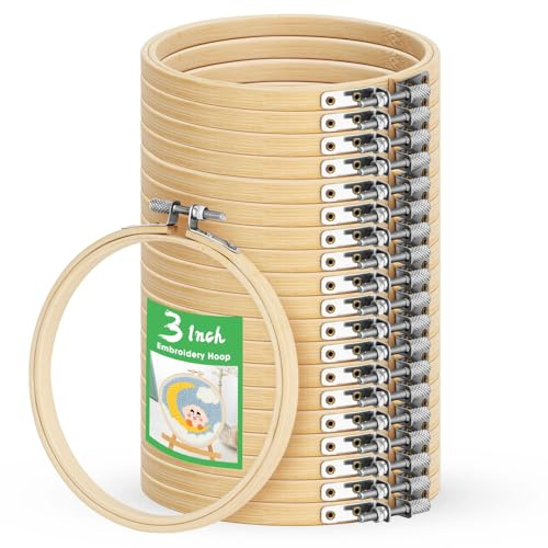 ZOOQUE 20 Pezzi Telaio da Ricamo,Bamboo Cerchio Cerchi da Ricamo in Legno per Punto Croce L'artigianato il Cucito a Mano Decorazione e Progetti Fai da Te e Cucito (15cm,20Pezzi)