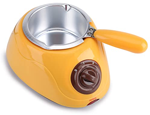 BuyWeek Elektroschokolade Schmelztiegel, Schokobrunnen Schokoladenbrunnen Fondue-Set, Mini Fondue Süßigkeiten Maker mit DIY-Formenset für Milchschokolade Käse Butter Süßigkeiten (Gelb)