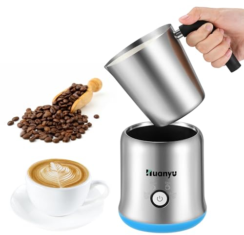 Huanyu Abnehmbarer Milchaufschäumer 700ml Elektrisch Edelstahl Automatischer Milchaufschäumer und Heiße Schokolade Maker Multifunktionaler Kaffeequirl Aufschäumer