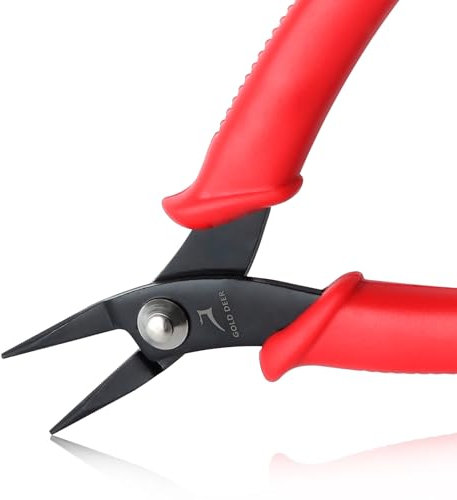 GOLD DEER Mini alicates de punta redonda, pinzas de nariz, mini alicates de punta corta, alicates de punta puntiaguda, mandíbulas lisas, herramienta de fabricación de joyas para doblar alambre, abrir