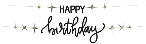 Folat 68684 Decorazione di compleanno Nero, Crema, Champagne Oro - Set di striscioni con lettere - HAPPY Birthday - Crème Noir - 1,5 metri - Una decorazione di buon compleanno elegante e adorabile