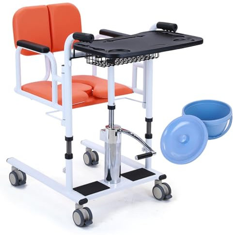 silla orinal,wc portatil adultos,hidráulico para el hogar, Silla de ruedas de transferencia portátil,elevador wc adulto,con asiento dividido de 180 °,Carga segura de 200 kg Orange D