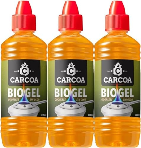 OAXYS Gel de Bioalcochol Carcoa - Especial para Fondue, Grills de Mesa, Wok y Encendido de Chimeneas. Sin Olor. 500 ml (Pack 1)
