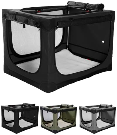 derimkcoa 106 x 78 x 78 cm caja plegable para perros, transportín para perros en coche para perros grandes de hasta 36 kg, caja blanda portátil para perros con ventanas de malla resistentes a