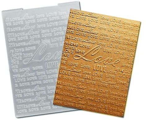 arriettycraft Loves Text Words Background Plastic Embossing Folders for Card Making Valentine's Day Embossing Folder for Scrapbooking Pages Paper Crafting Clay Decoration