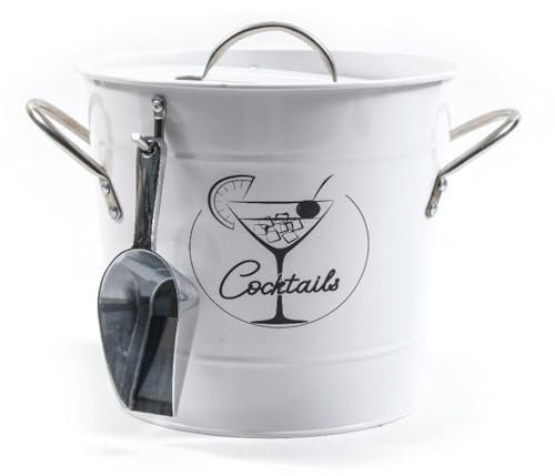 Decor Space Cestello in metallo con interno isolante e pinza per il ghiaccio (Bianco)