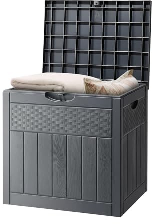Bonnlo Garden Storage Box 126L, Waterproof Parcel Box Outdoor with Lid, Plastic Storage for Deliveries, Patio Cushions, Garden Tools, Grey