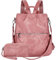 Leathario Rucksakck Damen klein,Veganes Leder Cityrucksack,Rucksackhandtasche Diebstahlsicher,Elegant Tagesrucksack für Büro,Pendeln,Arbeit,Leicht Mittelgroß Backpack Women für Reise,Ausflug Pink