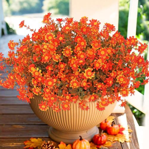 SOMYTING 12 buntar konstgjorda höstblommor konstgjorda blommor höst som äkta konstgjord blomma höstbukett för halloween Thanksgiving bröllopsfest höstdekoration