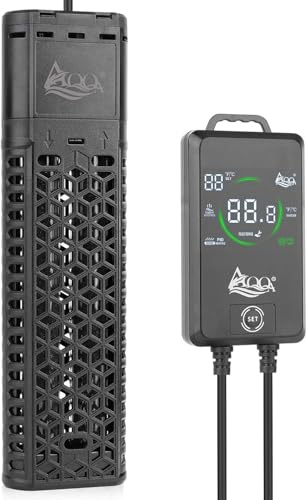 AQQA Calefacción para acuarios de 1000 W, calentador de inmersión para acuarios con regulador remoto inteligente, protección contra sobrecalentamiento y protección contra sobrecalentamiento, para agua