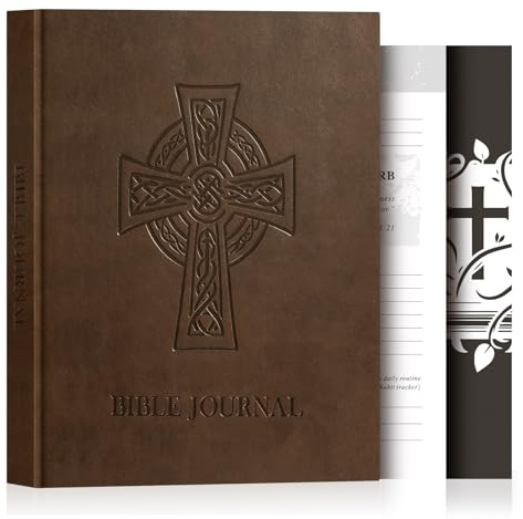 Lanpn Kristna Bönbok, Bibelanteckningsbok för Män, 3 Månaders Devotion & Bön, Present för Kristna för Bibelstudier & Tacksamhetsreflektioner, Brun, Läderfodral, Engelska