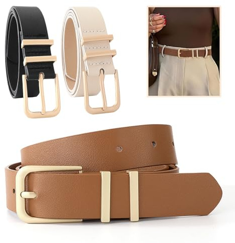 Gykutix Pack de 3 Cinturones de Mujer, Cinturones de Cintura para Mujer, Ajustables, Modernos y Versátiles para Mujer, Vaqueros, Pantalones, Vestidos